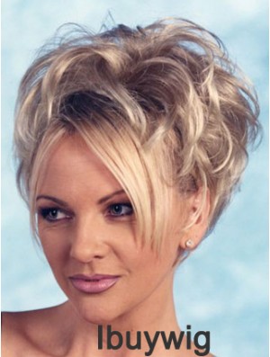 Curly Synthetic Blonde Short Fashion 3/4 Wigs
