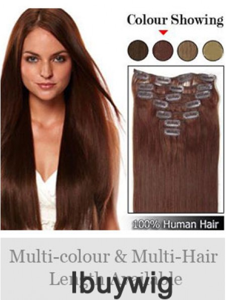 Hairstyles Auburn Straight Remy Human Hair Clip In Hair Extensions