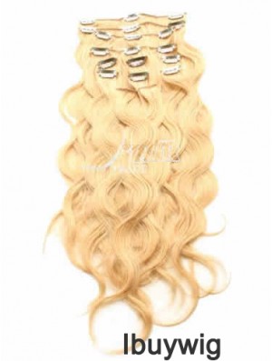 Ideal Blonde Curly Remy Human Hair Clip In Hair Extensions