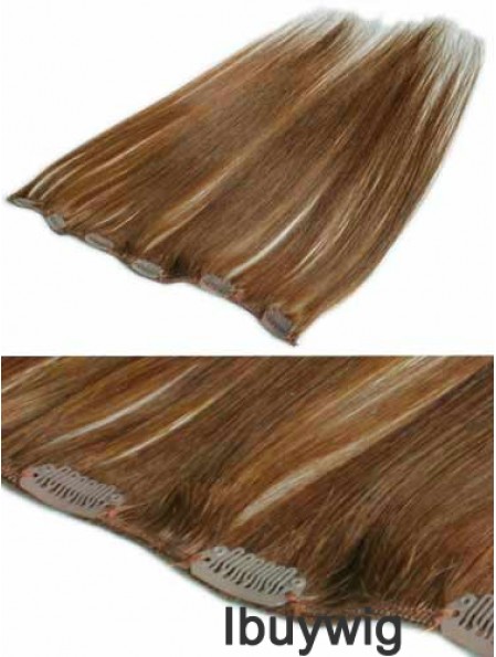 Comfortable Brown Straight Remy Human Hair Clip In Hair Extensions