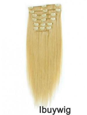 Suitable Blonde Straight Remy Human Hair Clip In Hair Extensions