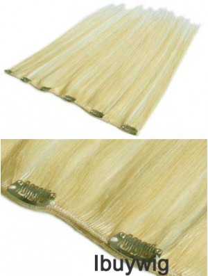 Cheapest Blonde Straight Remy Human Hair Clip In Hair Extensions