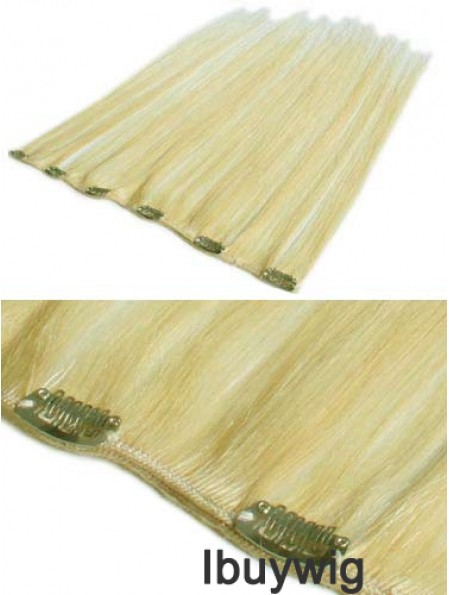 Cheapest Blonde Straight Remy Human Hair Clip In Hair Extensions
