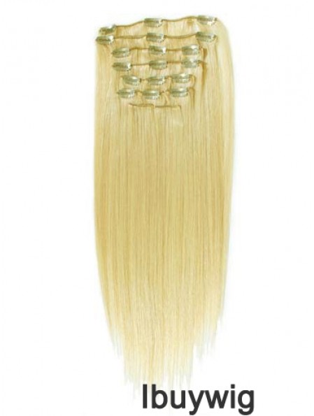 Style Blonde Straight Remy Human Hair Clip In Hair Extensions