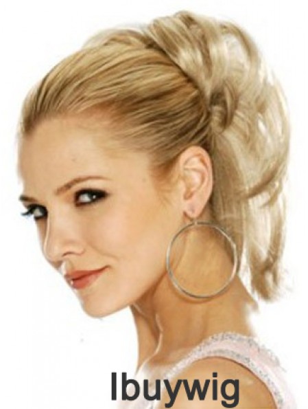 Hairpieces Clip In Blonde Color Straight Style With Synthetic