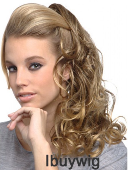 Amazing Blonde Curly Synthetic Clip In Hairpieces