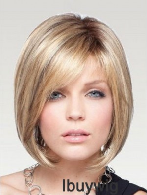 Beautiful Bob Wigs Remy Human Chin Length Blonde Color Straight Wigs