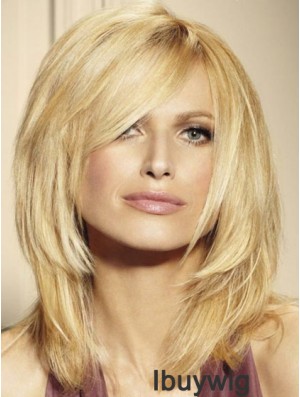 100% Human Hair Wigs Blonde Color Shoulder Length Layered Cut