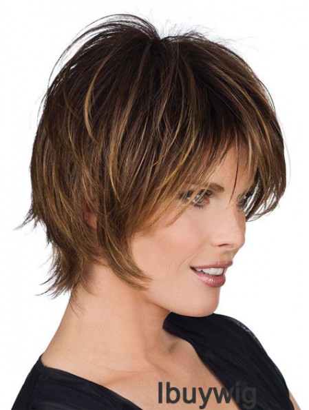 Real Human Hair Wigs With Capless Layered Cut Short Length