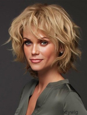Blonde Layered Curly 12 inch Humanhair Wigs