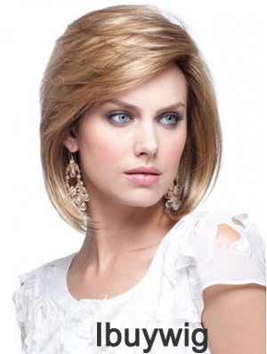 Human Hair Bob Wigs Chin Length Capless Blonde Color Bobs Cut