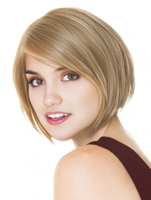 Short Blonde Bob Wig 100% Hand Tied Straight Style Chin Length