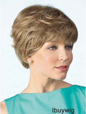 Monofilament Wig Human 100% Hand Tied Curly Style Short Length Boycuts