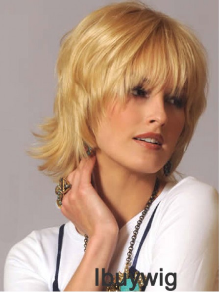 Human Hair Wigs Wavy Wigs Blonde Color Wavy Style With Capless