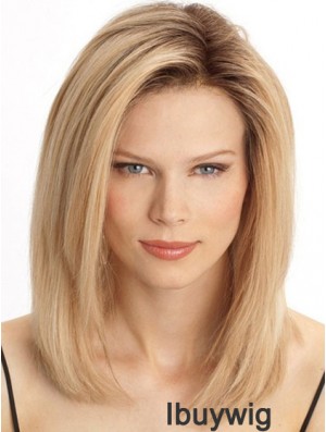 Cheap Monofilament Human Hair Wigs Sale Blonde Color Shoulder Length