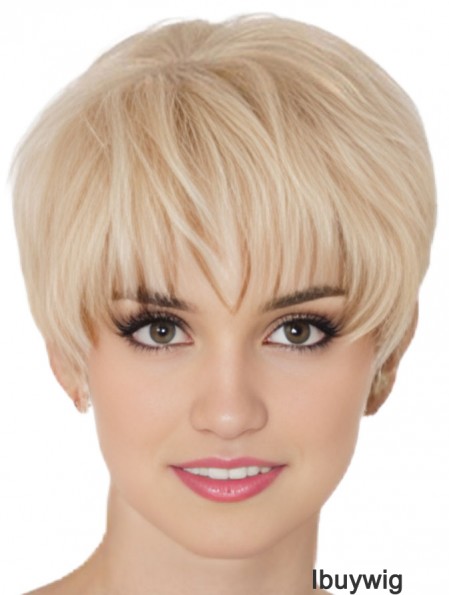 Human Hair Mono Topper With Monofilament Boycuts Short Length Straight Style