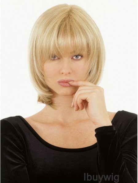 Monofilament Human Hair Topper Hairpieces Straight Style With Bangs
