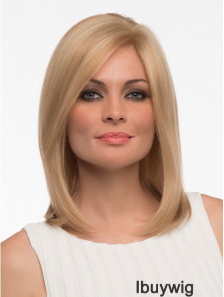 Straight Human Hair Straight Style Shoulder Length Blonde Color