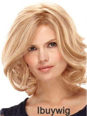 Blonde Shoulder Length High Quality Curly Layered Lace Wigs