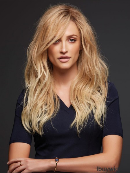 Remy Human 100% Hand Tied Blonde Wavy Human Hair Monofilament Wig