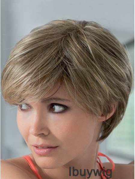 Mono Human Hair Wigs With Lace Front Short Length Boycuts