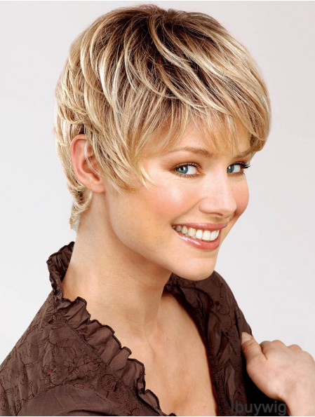Blonde Wig True 100% Hand Tied Short Length Straight Style