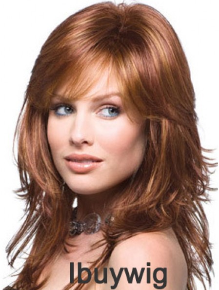 Layered Comfortable Wavy Auburn Long Synthetic Wigs