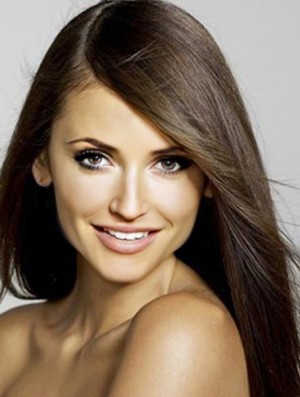 Brown Long Best Straight Without Bangs Lace Wigs
