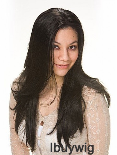 Black Human Hair Wig With Capless Blac Color Straight Style