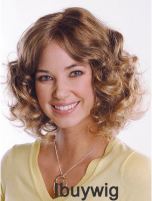 Synthetic Curly Chin Length Capless Curly Style Brown Color