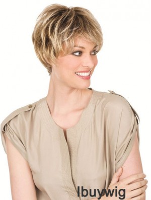 Human Hair Blonde Wigs With Lacr Front Chin Length Straight Style