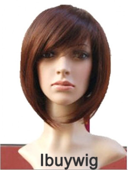 Auburn 10 inch Wavy Short Remy Human Hair Monofilament Bob Wigs