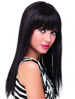 Black Wigs  With Bangs Long Length Blonde Color