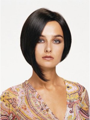 Lace Front Chin Length Straight Black Affordable Bob Wigs