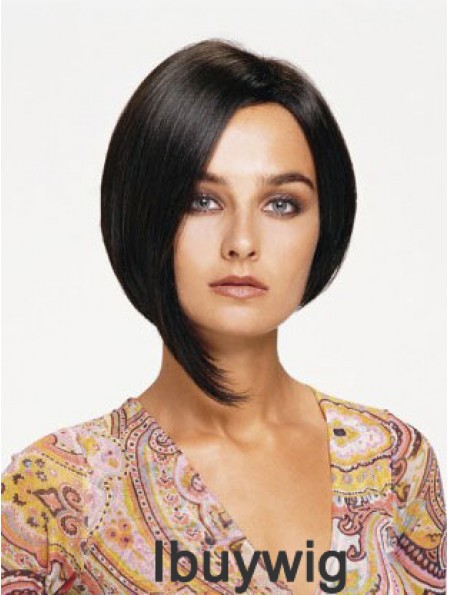 Lace Front Chin Length Straight Black Affordable Bob Wigs