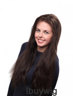 Brown Long Straight Without Bangs Lace Front Wig UK Online