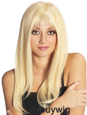 Blonde Long Fabulous Straight With Bangs Lace Wigs