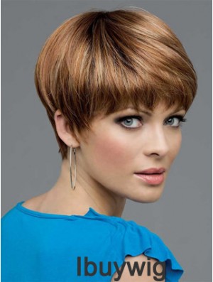 Brown Cropped Straight Boycuts Lace Front Wigs Cheap