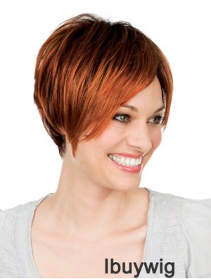 8 inch Auburn Short With Bangs Straight Great Lace Wigs