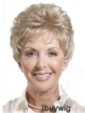 Real Hair Wigs For Older Women Cropped Length Auburn Color Classic Cuts