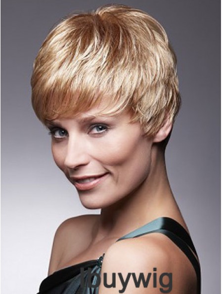 Short Blonde Wig With Capless Remy Cropped Length Boycuts