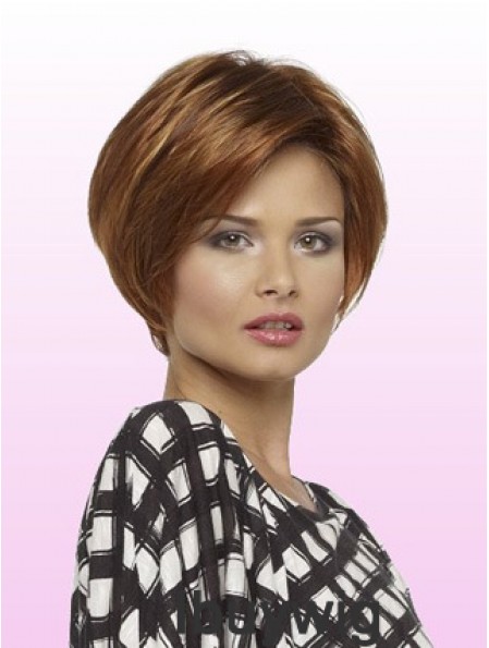 Lace Front Bob Wig Straight Style Auburn Color Chin Length