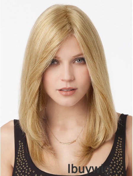 Blonde Long Great Straight Without Bangs Lace Wigs