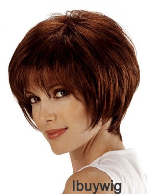 Bob Style Wig Remy Human Lace Front Auburn Color Bobs Cut