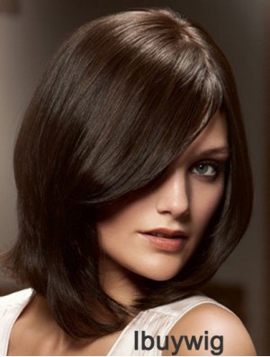 12 inch Brown Chin Length Layered Straight Flexibility Lace Wigs