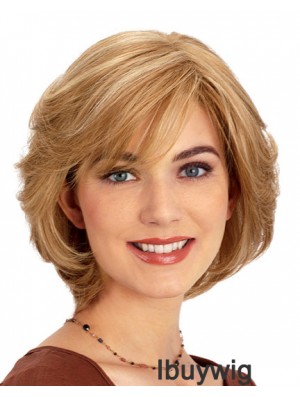 Human Hair 10 inch Blonde Chin Length Layered Wavy Sassy Lace Wigs