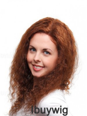 Curly Auburn Remy Human 100% Hand Tied Mono Wigs