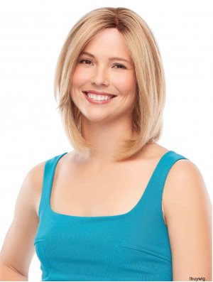 Chin Length Straight Bobs Blonde Comfortable 100% Hand-tied Wigs