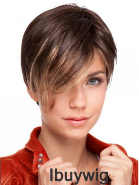 Auburn Cropped Designed Straight Boycuts Lace Wigs