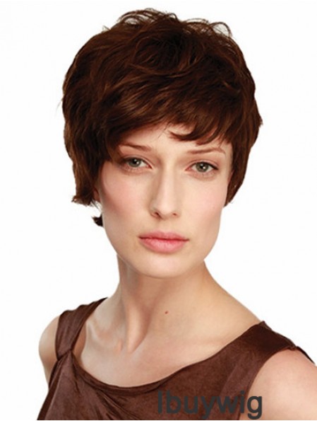 6 inch Brown Short Boycuts Wavy Fashionable Lace Wigs